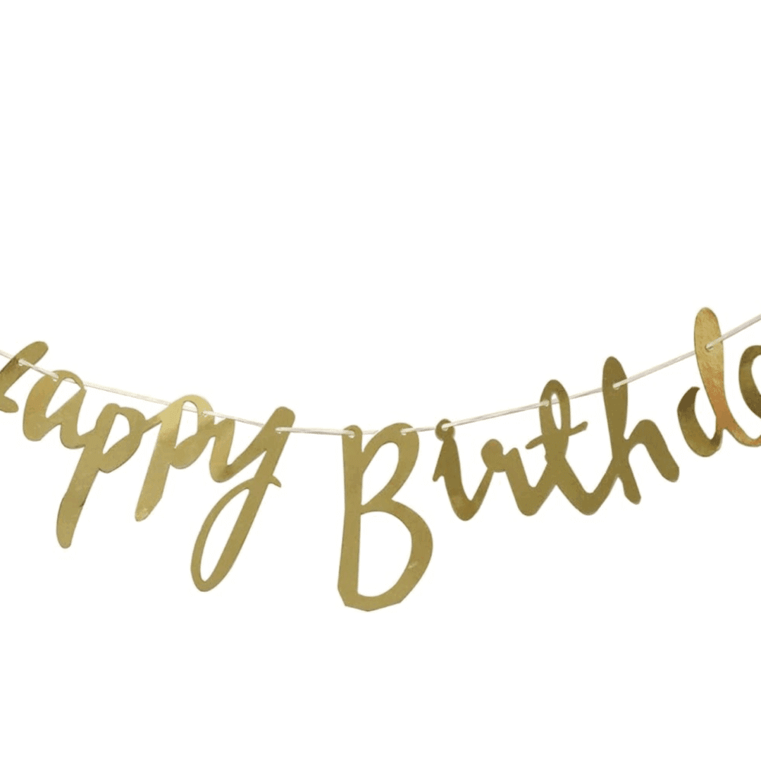 Банер за рожден ден Happy Birthday 2.00 метра - златен