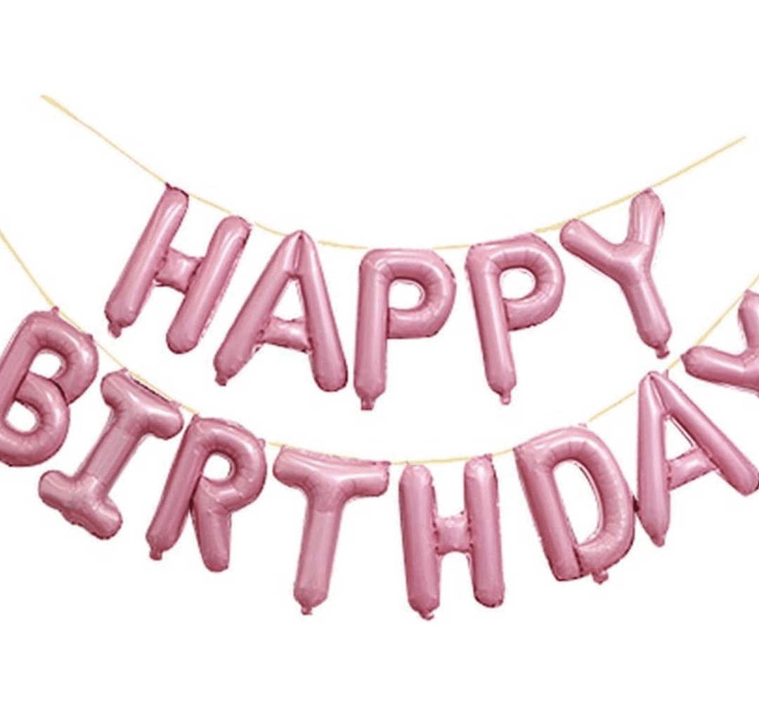 Фолио Балон Happy Birthday - розови букви
