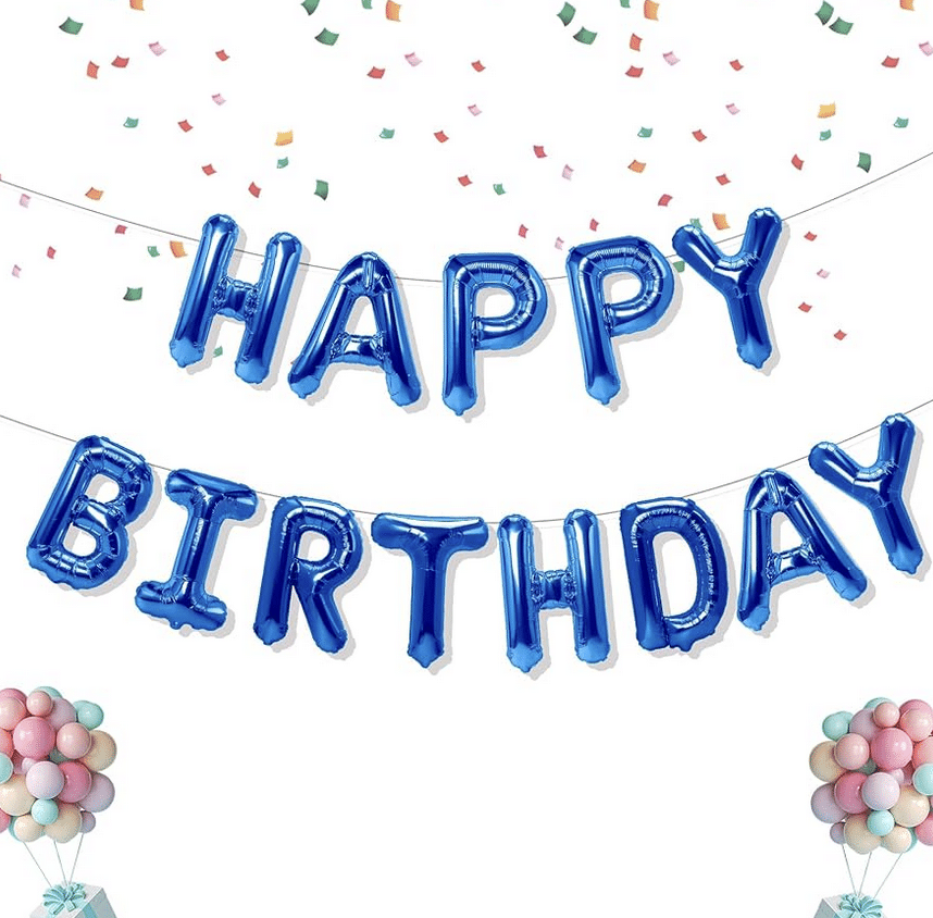 Фолио Балон Happy Birthday - сини букви