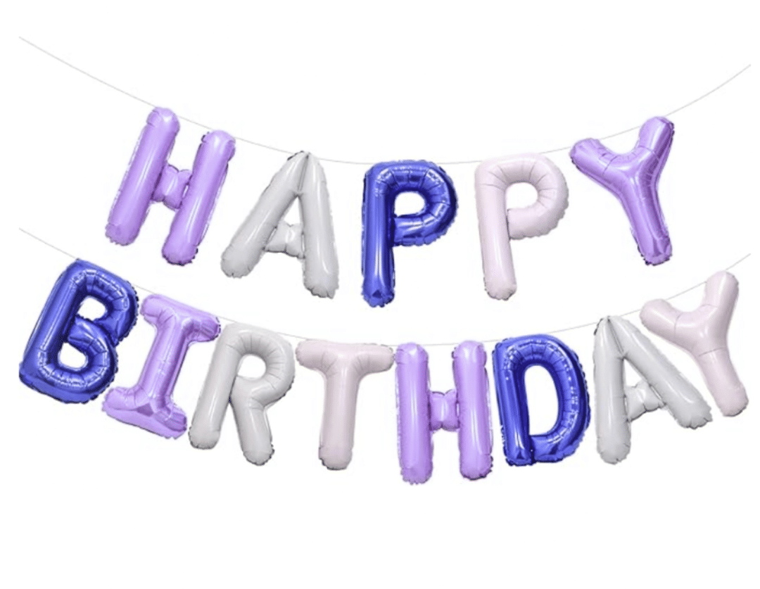 Фолио Балон Happy Birthday - микс лилави букви