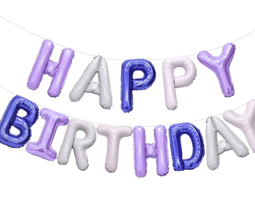 Фолио Балон Happy Birthday - микс лилави букви