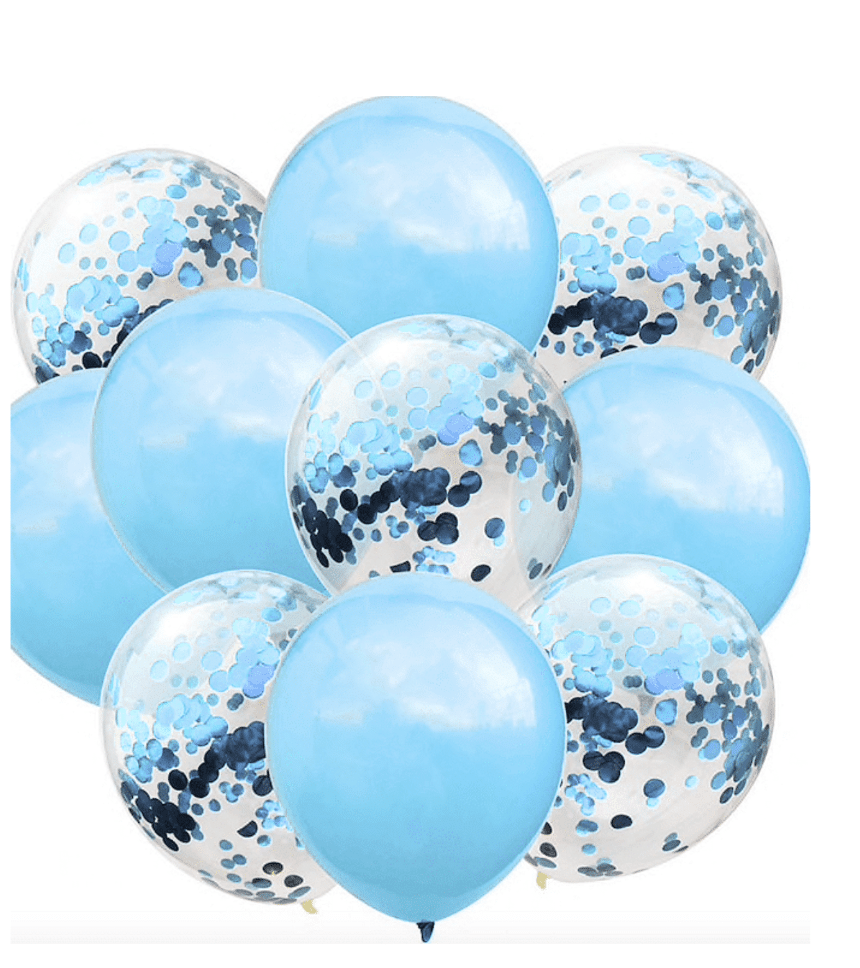 Комплект балони бебе синьо микс и с конфети