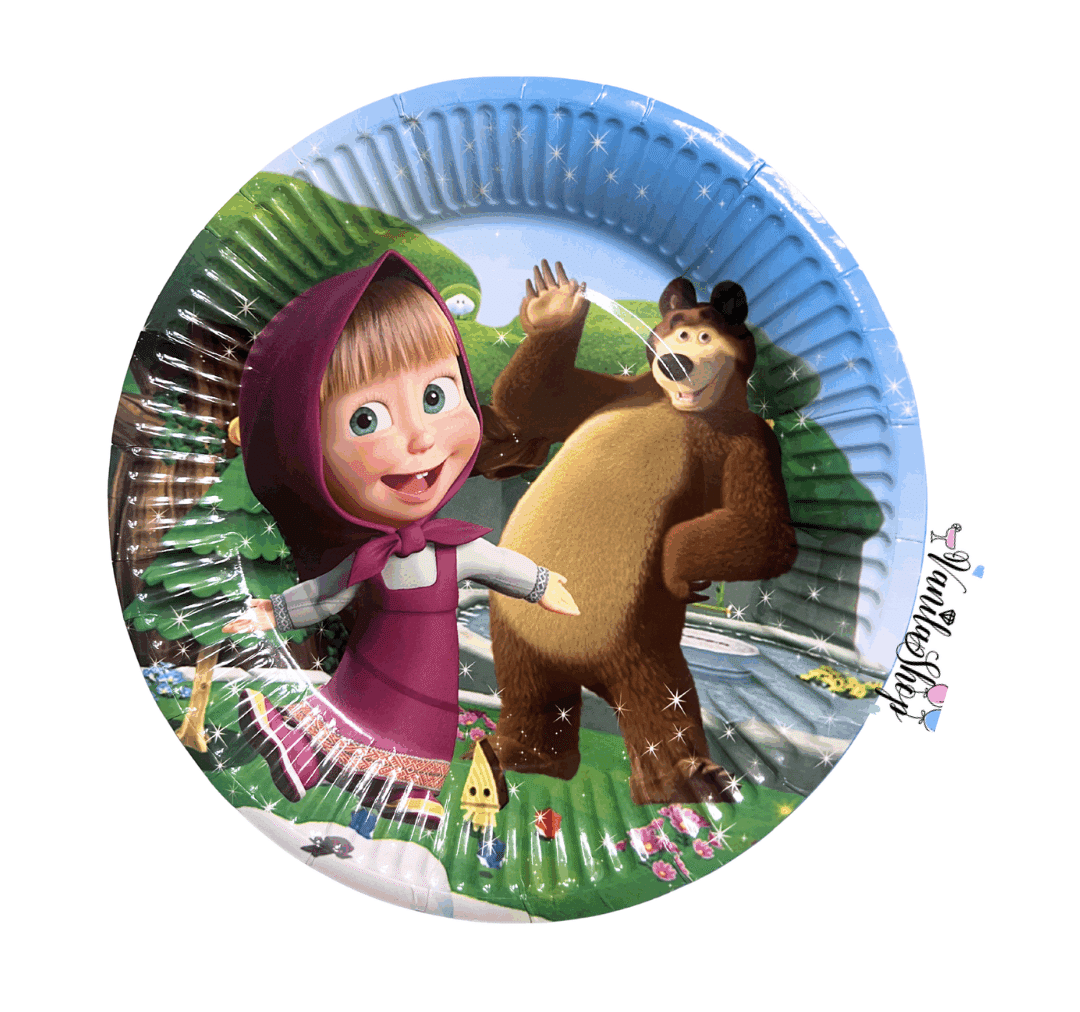 Парти чинии "Маша и Мечока (Masha and the Bear) - 10 броя 18 см