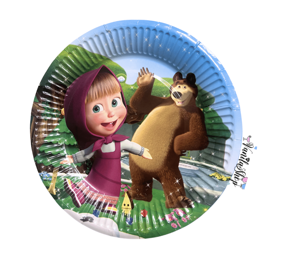 Парти чинии "Маша и Мечока (Masha and the Bear) - 10 броя 18 см