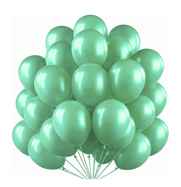 Балони металик зелени Мента (Mint Green)  -13 см -100 броя