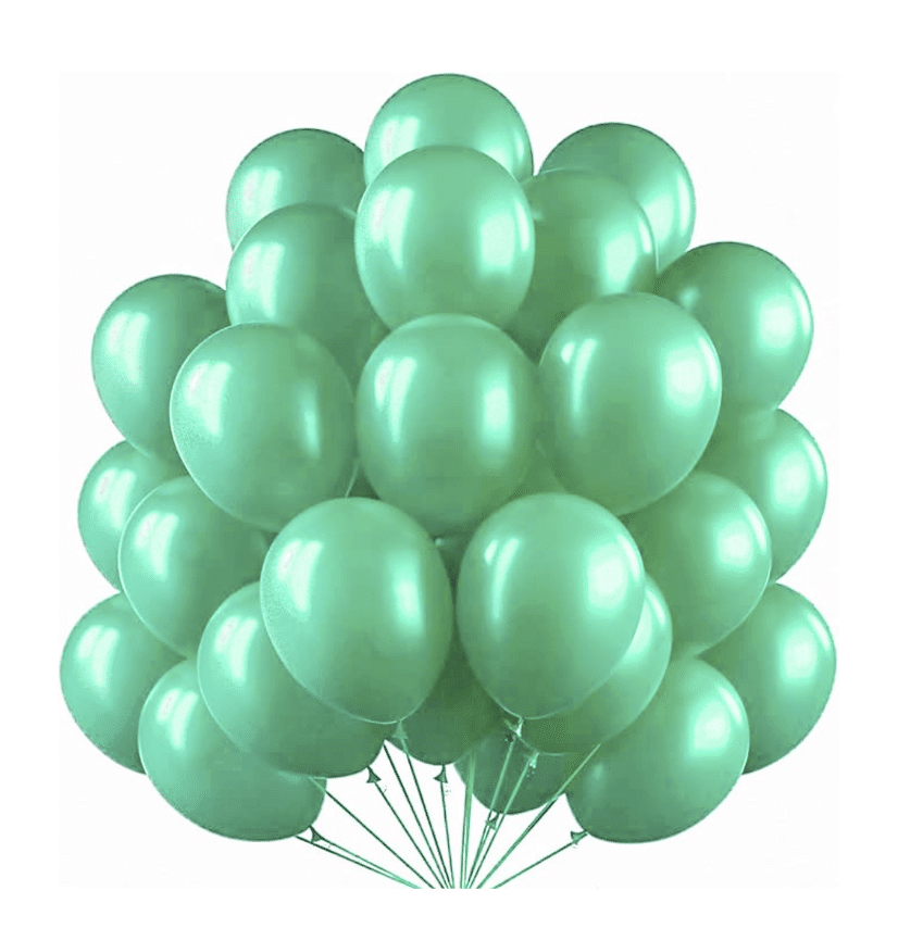 Балони металик зелени Мента (Mint Green)  -13 см -100 броя