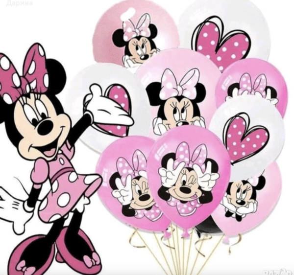 Комплект Мини Маус (Minnie Mouse)  латекс 10 броя