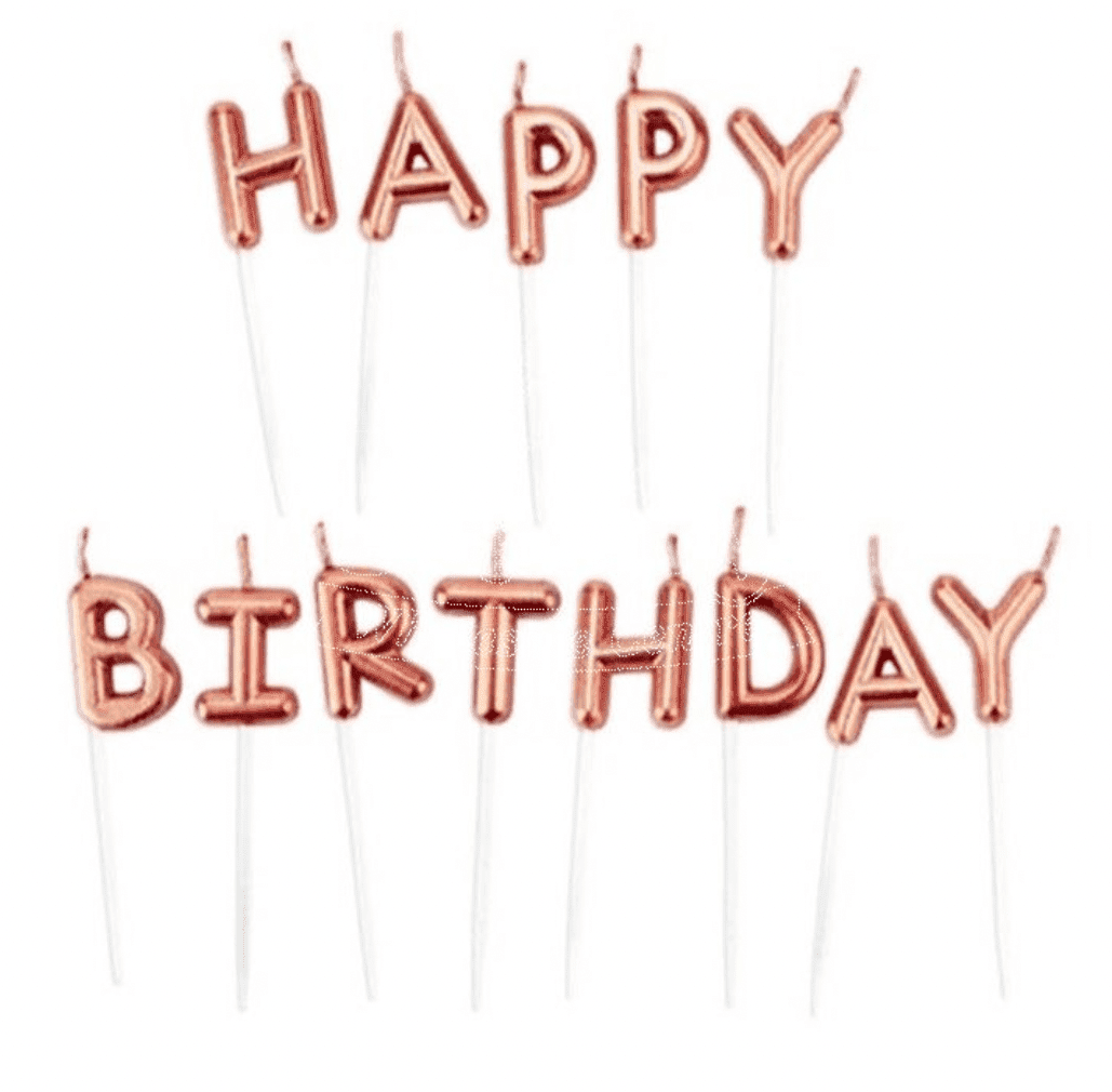Свещи -  "Happy Birthday" - в розово злато