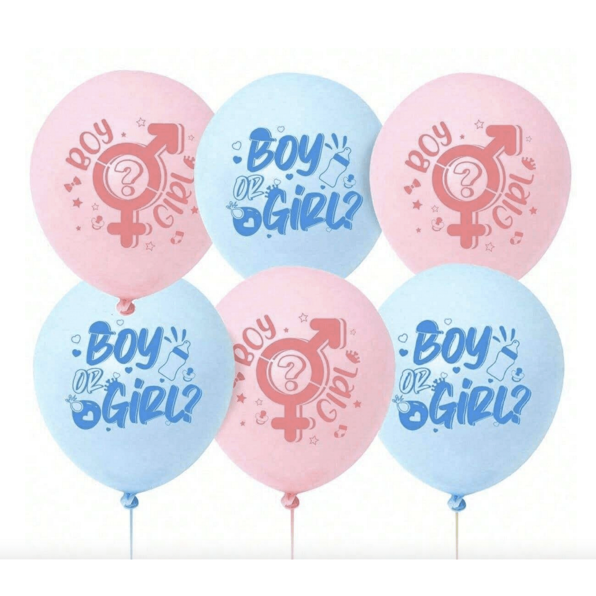 Балони за разкриване пола на Бебето Boy or Girl  - 30 см - 6 броя