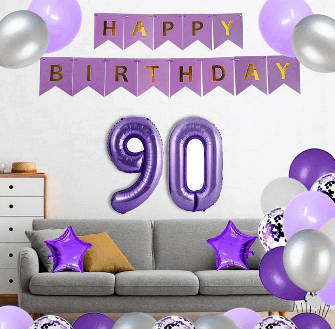 Банер Happy Birthday - светло лилав 16.5 / 11.5 см