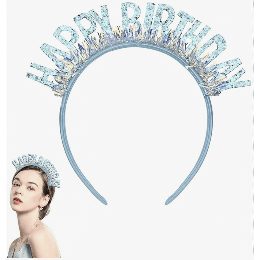 Диадема с надпис "Happy Birthday" - син