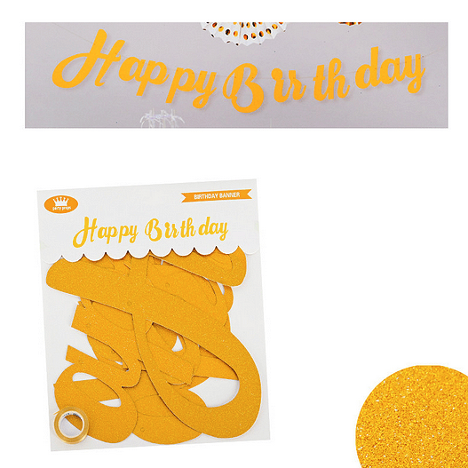 Парти надпис "Happy Birthday" /брокат/  - злато