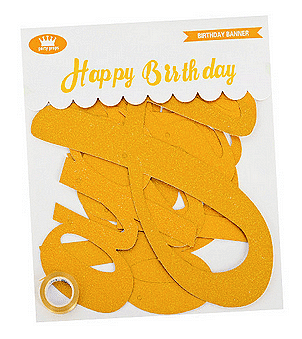 Парти надпис "Happy Birthday" /брокат/  - злато - Image 3