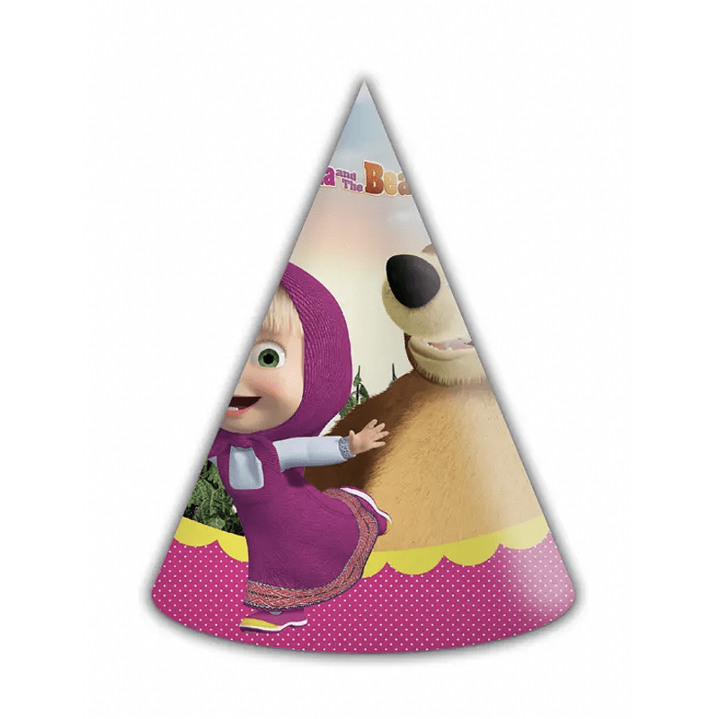 Парти шапки "Маша и Мечока" (Masha and the Bear) - 6 броя
