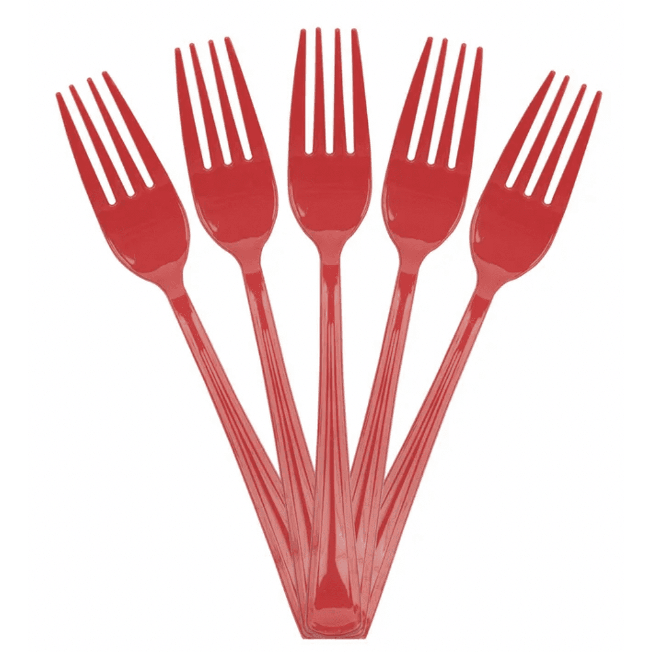 Прибори за храна в червено вилички - 10 броя
