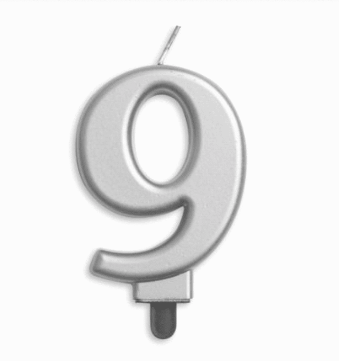 Свещ цифра 9 - сребро металик