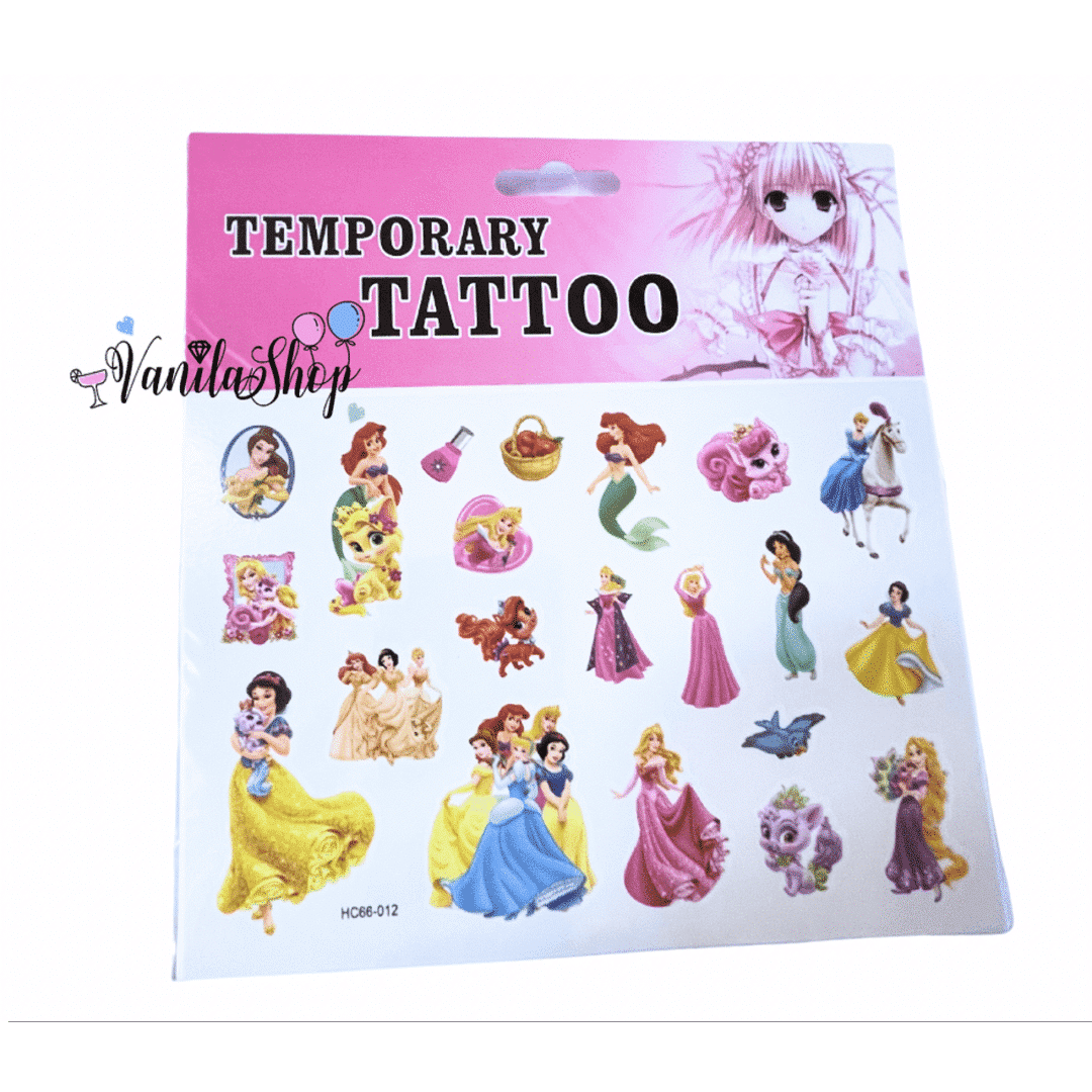 Татуировки временни Дисни Принцеси ( Disney Princess)  - 21 броя на лист