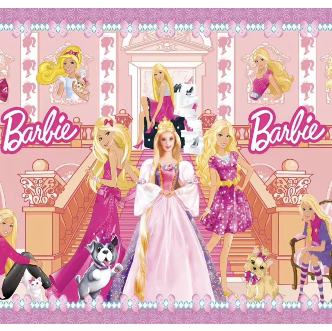 Фон за снимки и декорация - винил  Happy Birthday  Барби (Barbie) - 125 х 80 см