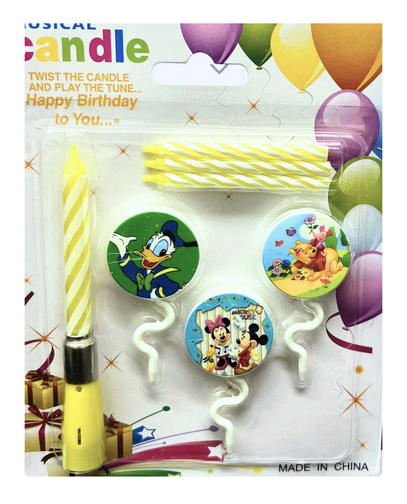 Музикална свещ за торта  – Мики&Мини Маус (Mickey&Minnie Mouse)&Мечо Пух
