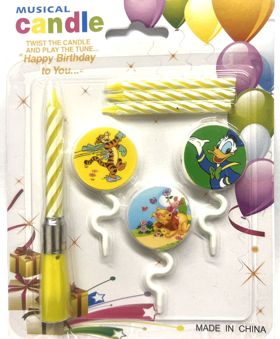 Музикална свещ за торта  - Мики&Мини Маус (Mickey&Minnie Mouse)&Мечо Пух