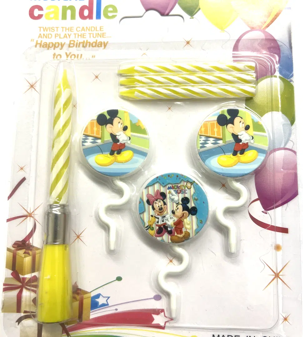 Музикална свещ за торта - Мики & Мини Маус (Mickey & Minnie Mouse)&Мечо Пух