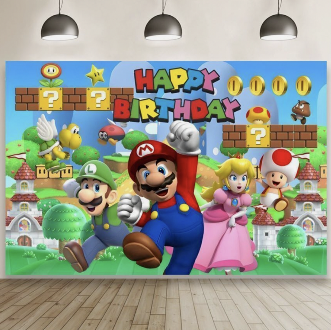 Фон за снимки и декорация - винил   Супер Марио (Super Mario) - 125 х 80 см