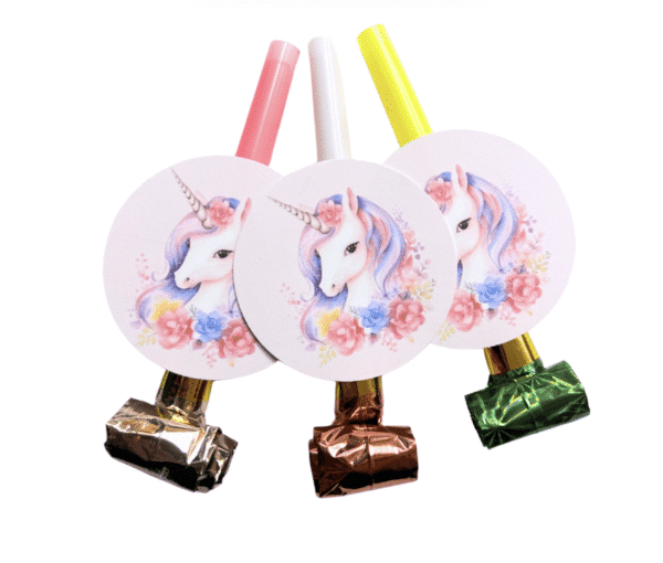 Парти свирки Еднорог ( UNICORN) - 6 броя - розови