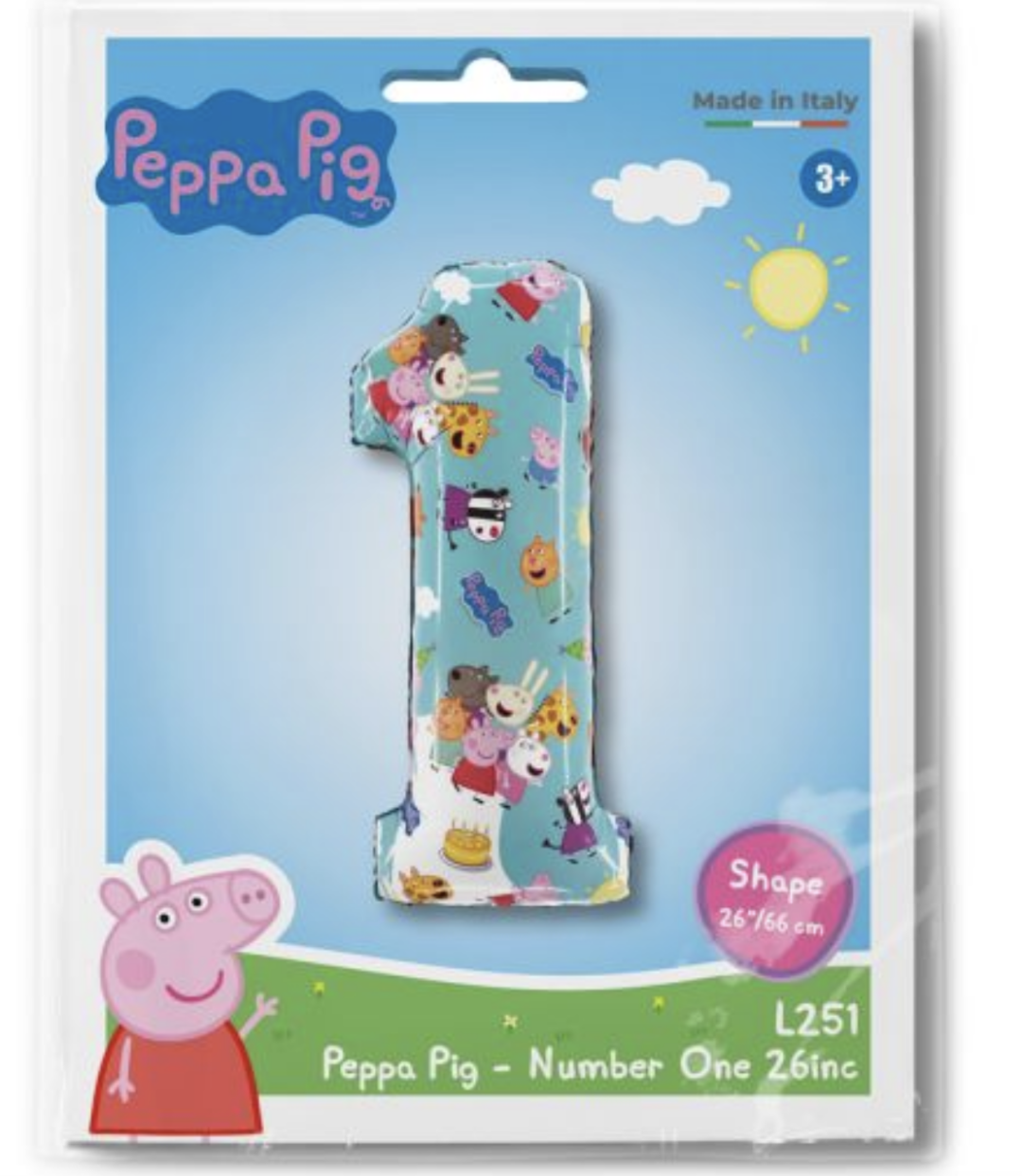 Балон - Цифра 1 /фолио/- 66 см Пепа Пиг (Peppa Pig) - Image 3