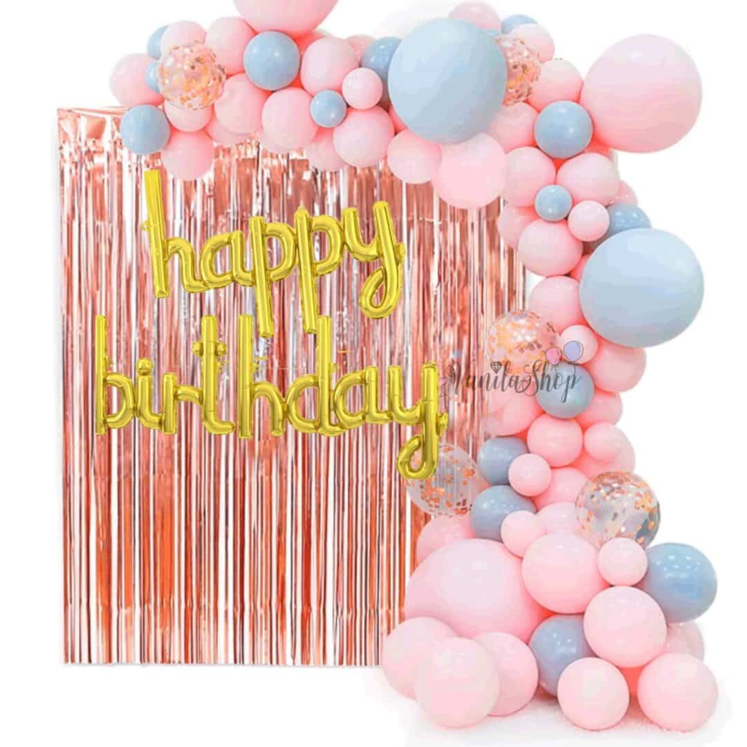 Арка от балони Happy Birthday - 65 броя + помпа