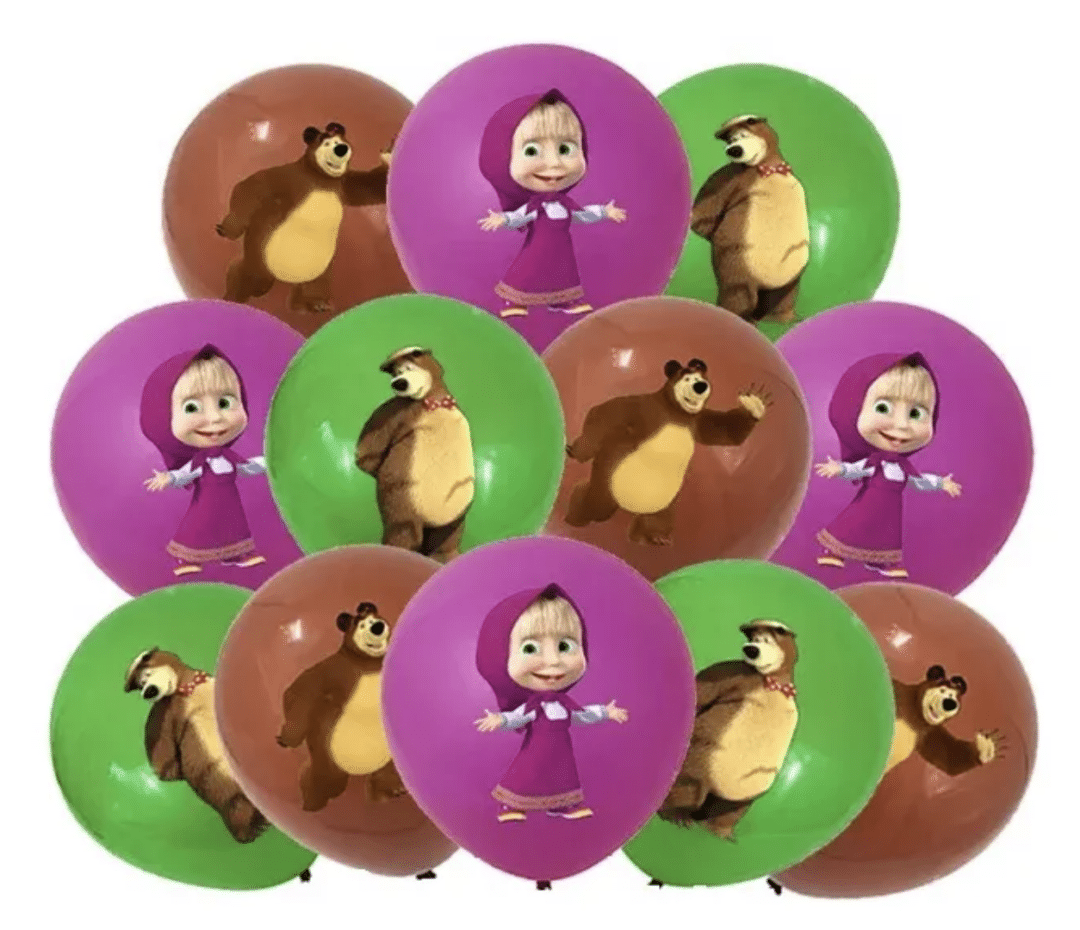 Балони латекс "Маша и Мечока"  (Masha and the Bear) - 10 броя - Image 2