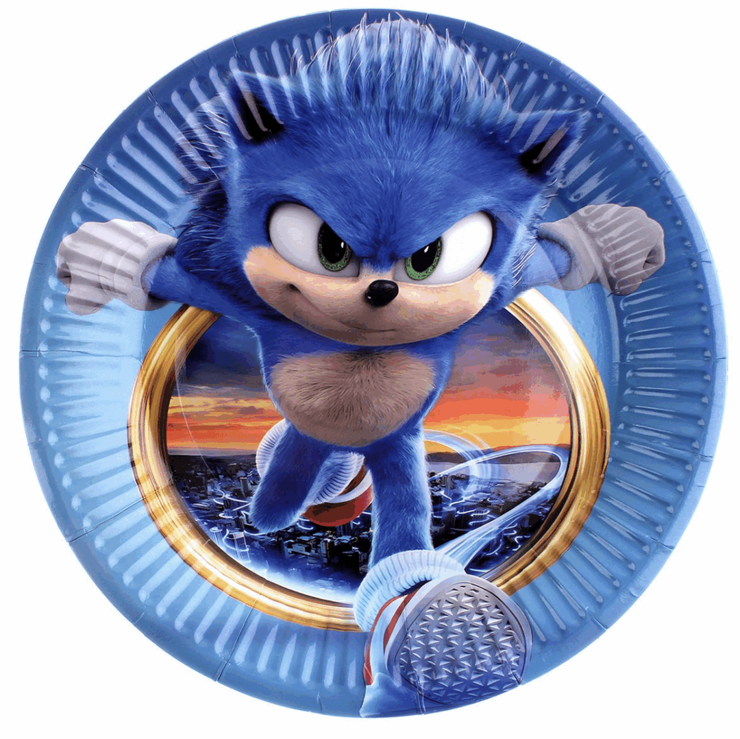 Парти чинии Соник (Sonic) - 10 броя 18 см