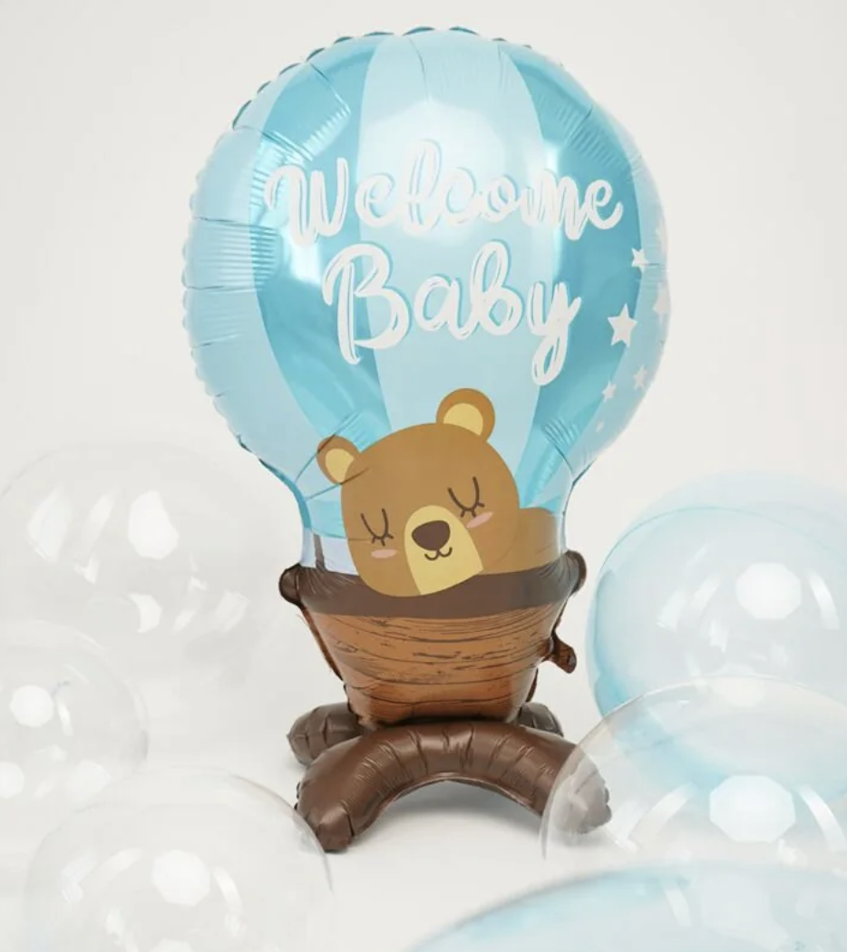 Стоящ Балон Welcome Baby - фолио 90 см син