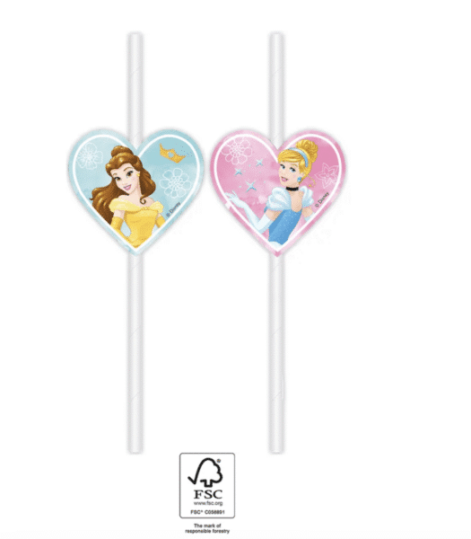 Парти сламки „Принцеси“ (Disney Princess) – 4 броя Добавете приказен акцент към всяко детско парти с лицензирани парти сламки „Принцеси“ от Disney. Произведени от Прокос, тези сламки с цветни изображения на любимите героини на Дисни ще зарадват всички малки принцеси. Комплектът съдържа 4 броя, подходящи за рожден ден, тематично парти или празнична изненада. Идеален аксесоар за украса на масата и създаване на магическа атмосфера.