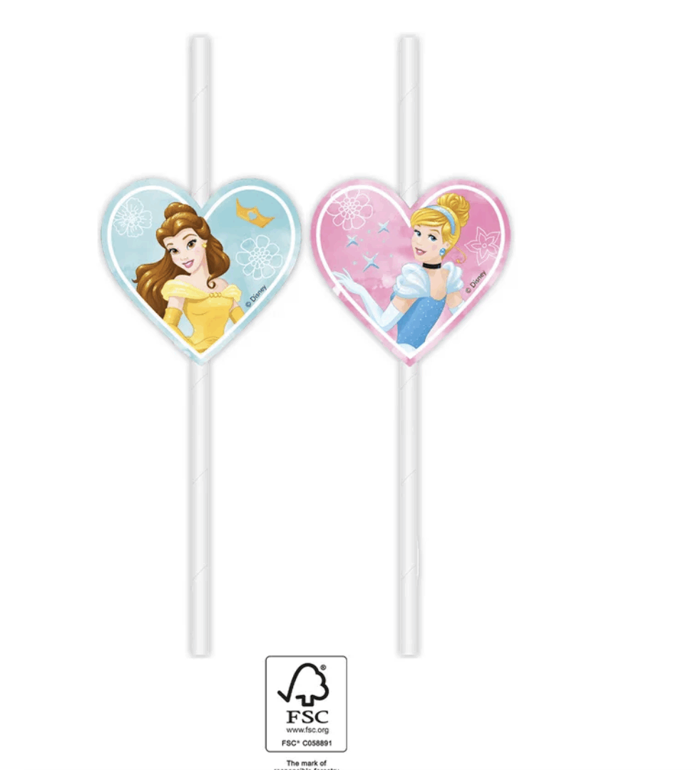 Парти сламки „Принцеси“ (Disney Princess) – 4 броя Добавете приказен акцент към всяко детско парти с лицензирани парти сламки „Принцеси“ от Disney. Произведени от Прокос, тези сламки с цветни изображения на любимите героини на Дисни ще зарадват всички малки принцеси. Комплектът съдържа 4 броя, подходящи за рожден ден, тематично парти или празнична изненада. Идеален аксесоар за украса на масата и създаване на магическа атмосфера.
