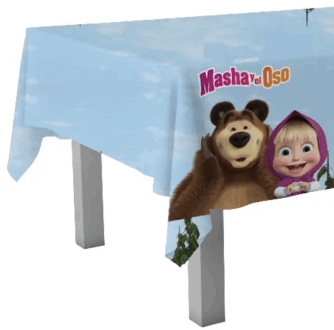Парти Покривка Маша и Мечока (Masha and the Bear) - 180 x 120 см - синя