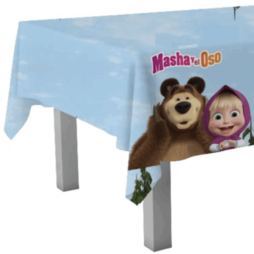 Парти Покривка Маша и Мечока (Masha and the Bear) - 180 x 120 см - синя