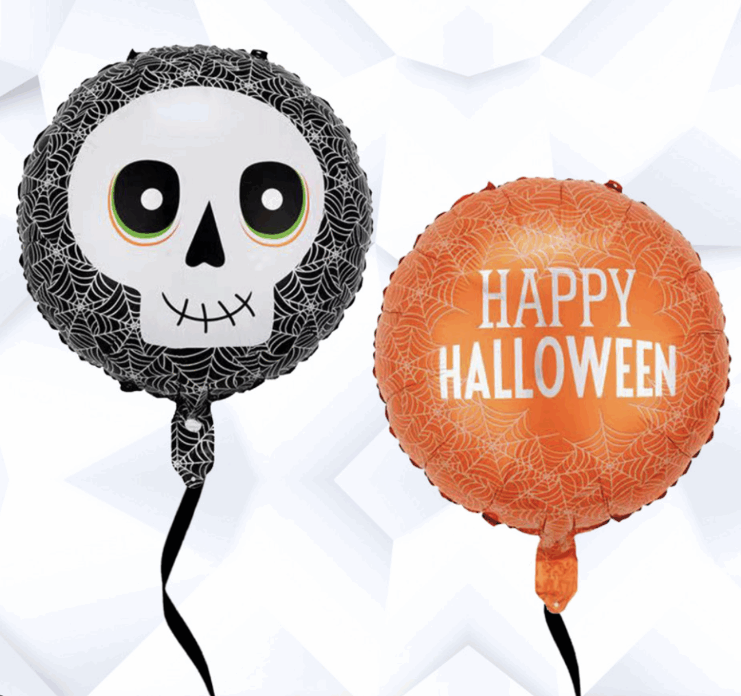 Балон Хелоуин с две лица – череп и “Happy Halloween” – фолио 45 см