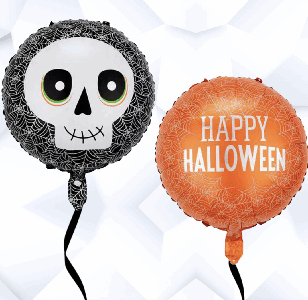 Балон Хелоуин с две лица – череп и “Happy Halloween” – фолио 45 см