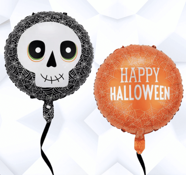 Балон Хелоуин с две лица – череп и “Happy Halloween” – фолио 45 см