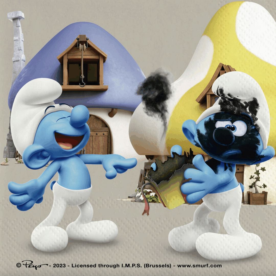 Парти салфетки Смърфовете ( The Smurfs), 33 х 33 см, 20 броя