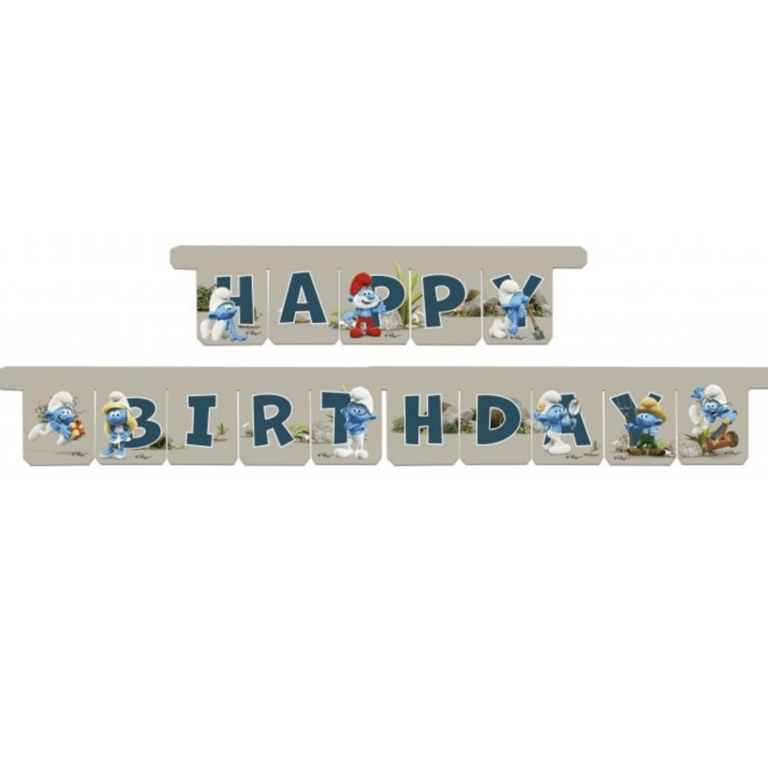 Парти банер Смърфове (The Smurfs) Happy Birthday