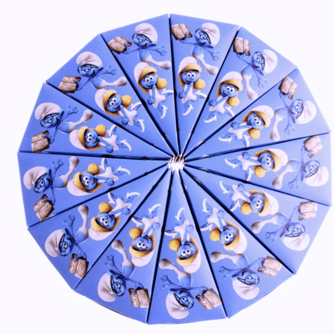 Картонена торта Смърфове (The Smurfs) – 13 парчета, парти декорация