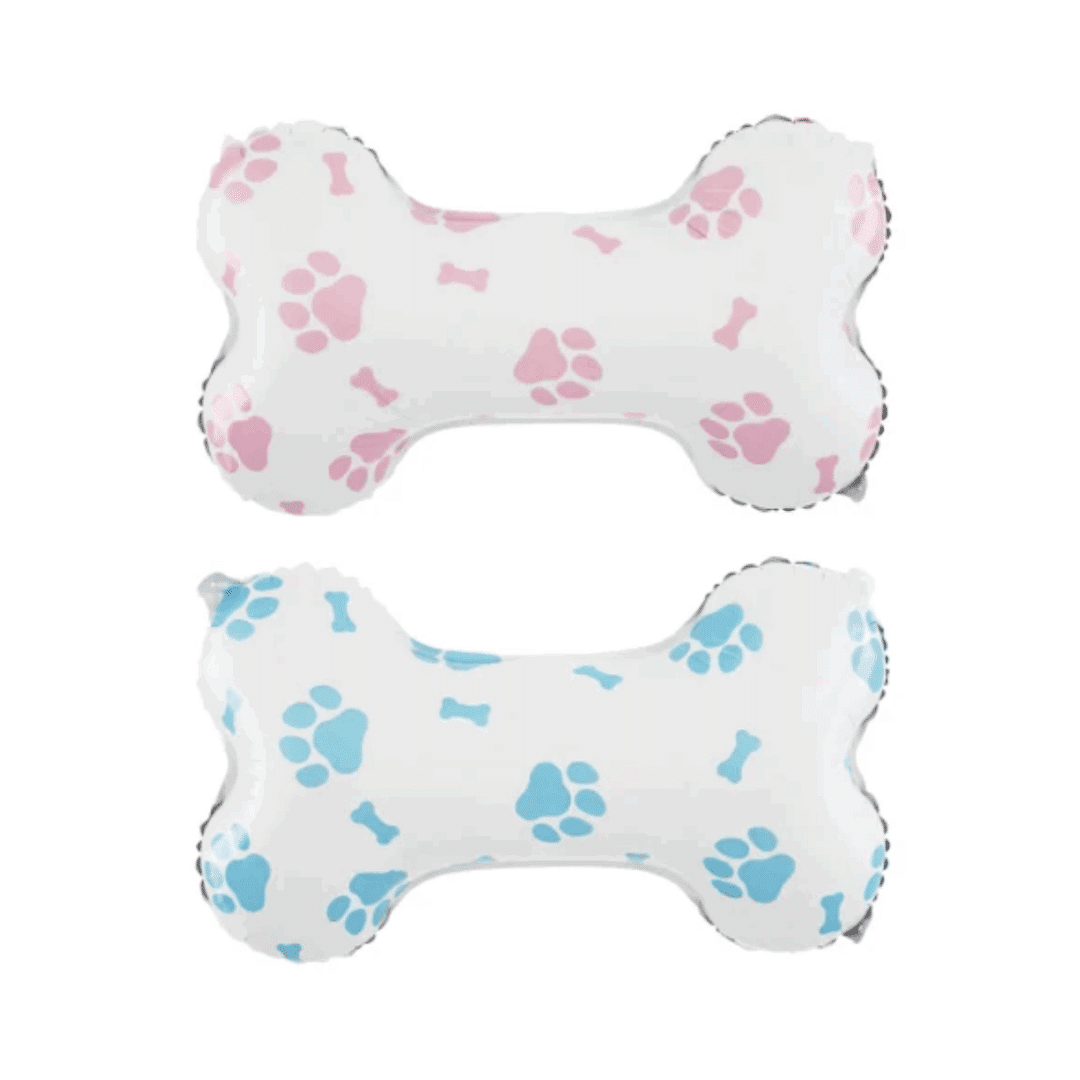 Комплект от два фолиеви балона във формата на кокали – розов и син, 63 см. Подходящи за парти с животни