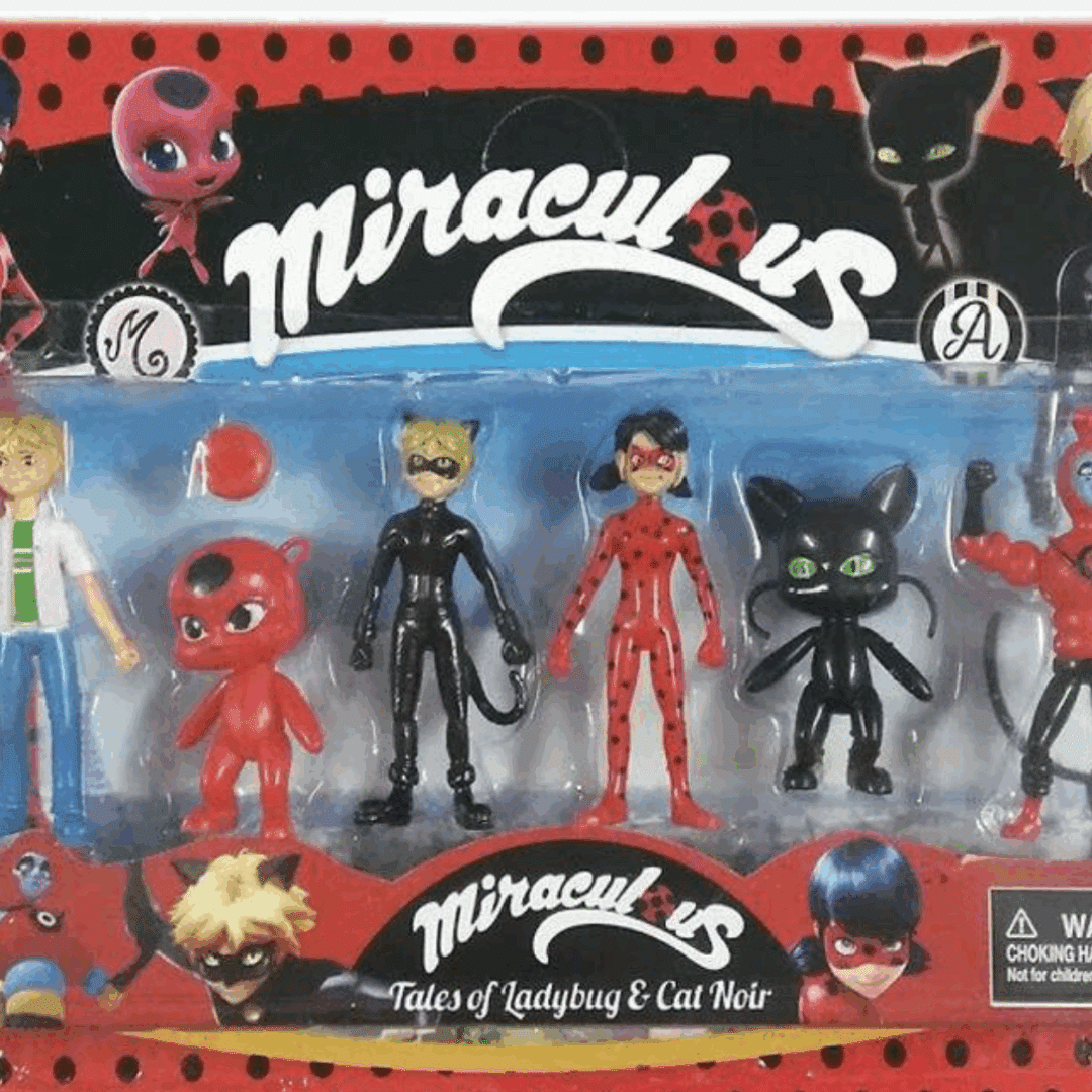 Комплект фигурки Miraculous - Калинката и Черния котарак -6 броя