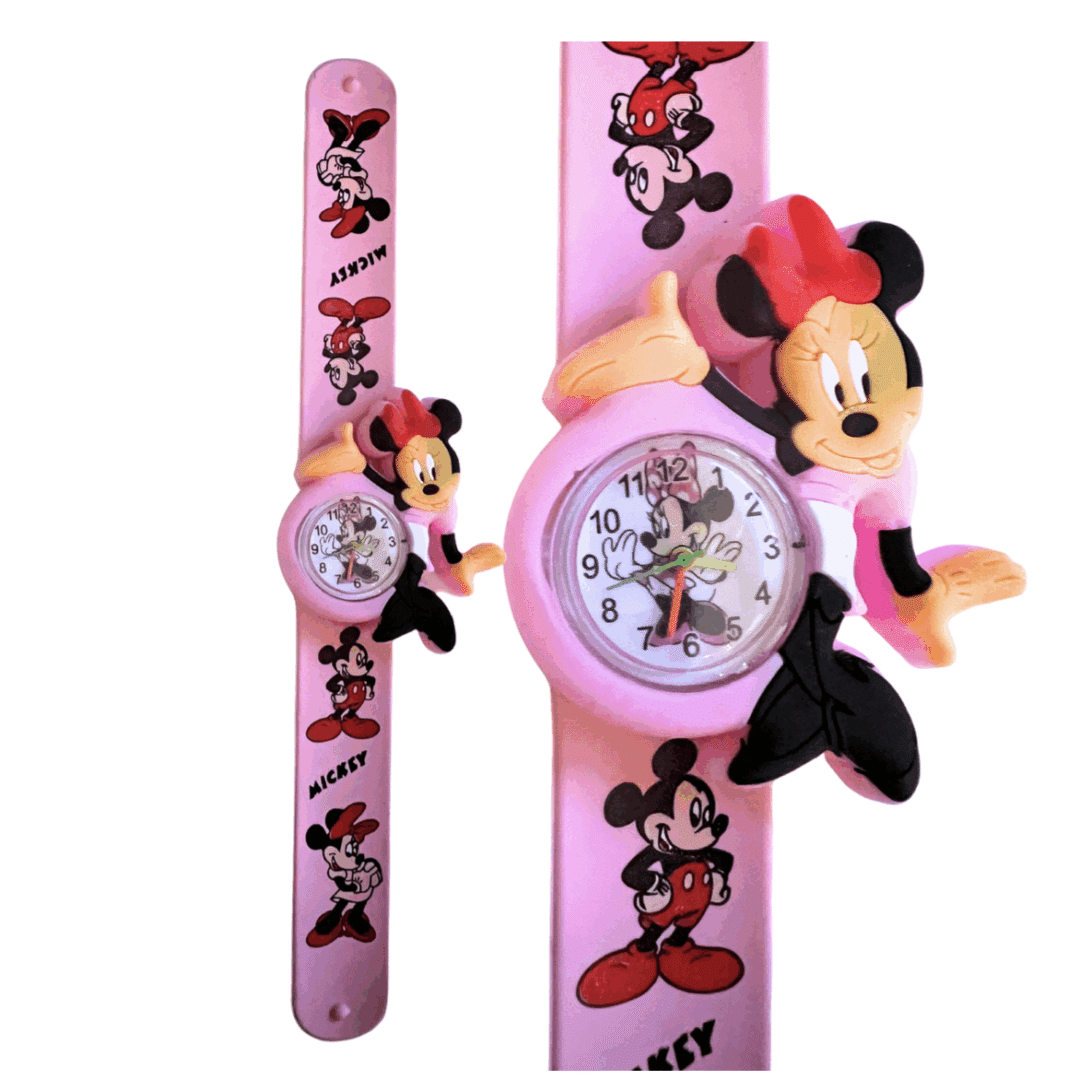 ⌚🎀 Детски часовник „Мини Маус“ – slap лента (щракало) 🎀⌚