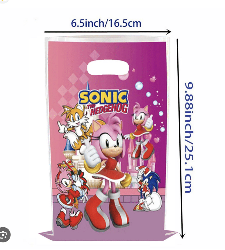 Пликчета за подаръци Соник (Sonic) - 10 броя розови