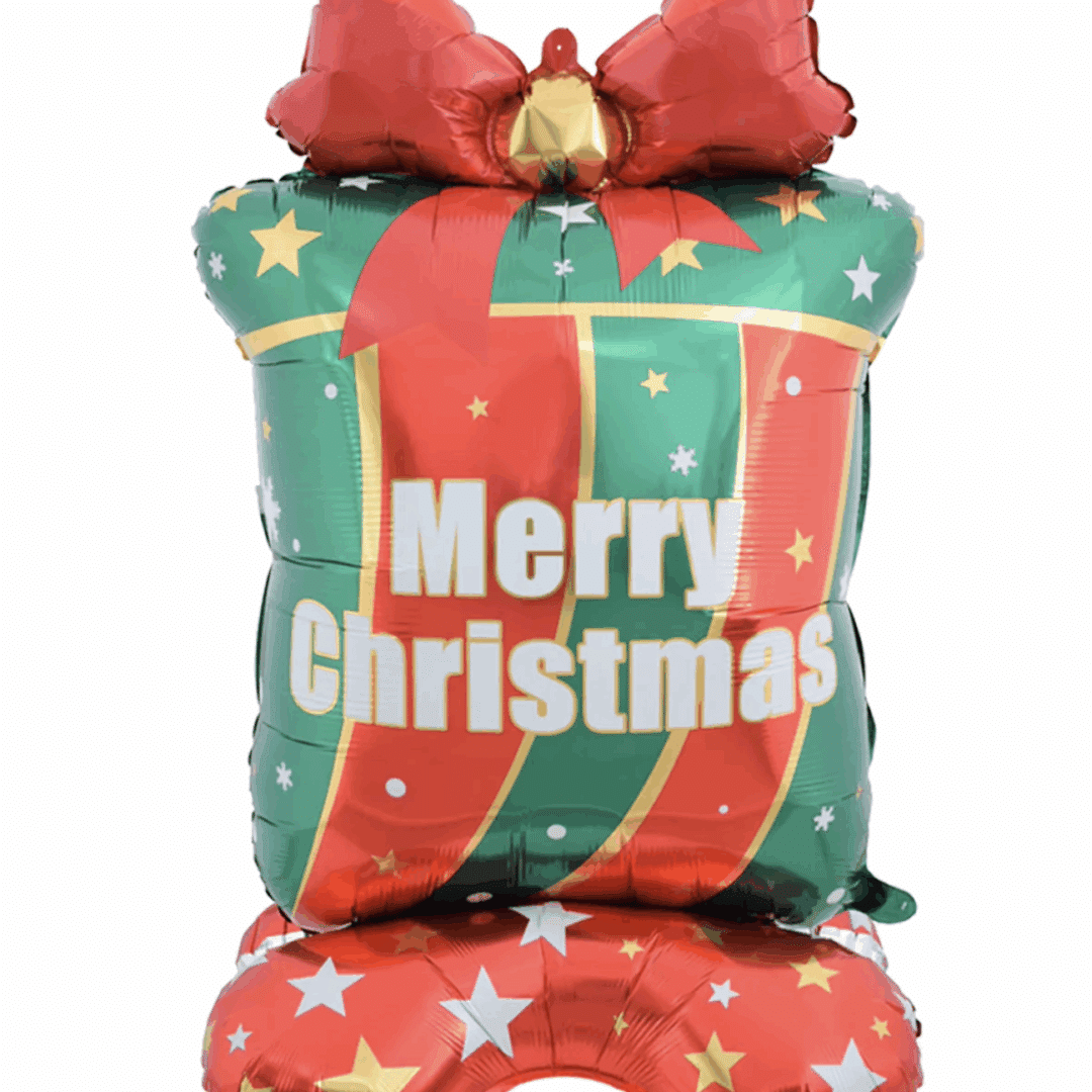 Надуваема коледна декорация „Подарък“ – 150 × 80 см | Merry Christmas