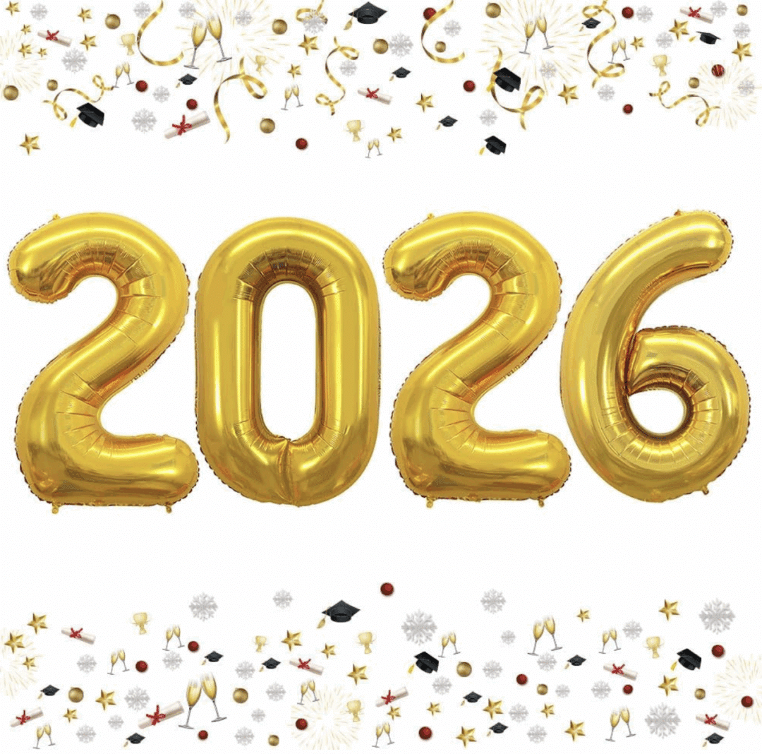 Фолиеви балони „2026“ – 81 см | Златни цифри за Нова година