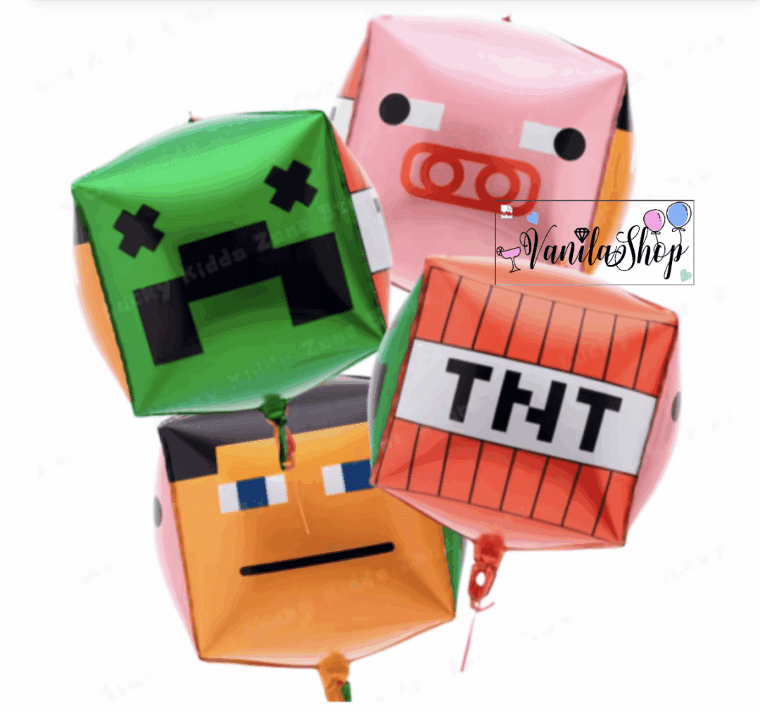 МайнкрафтТНТ (Minecraft ТNT) 4D фолиев балон – куб 56 см