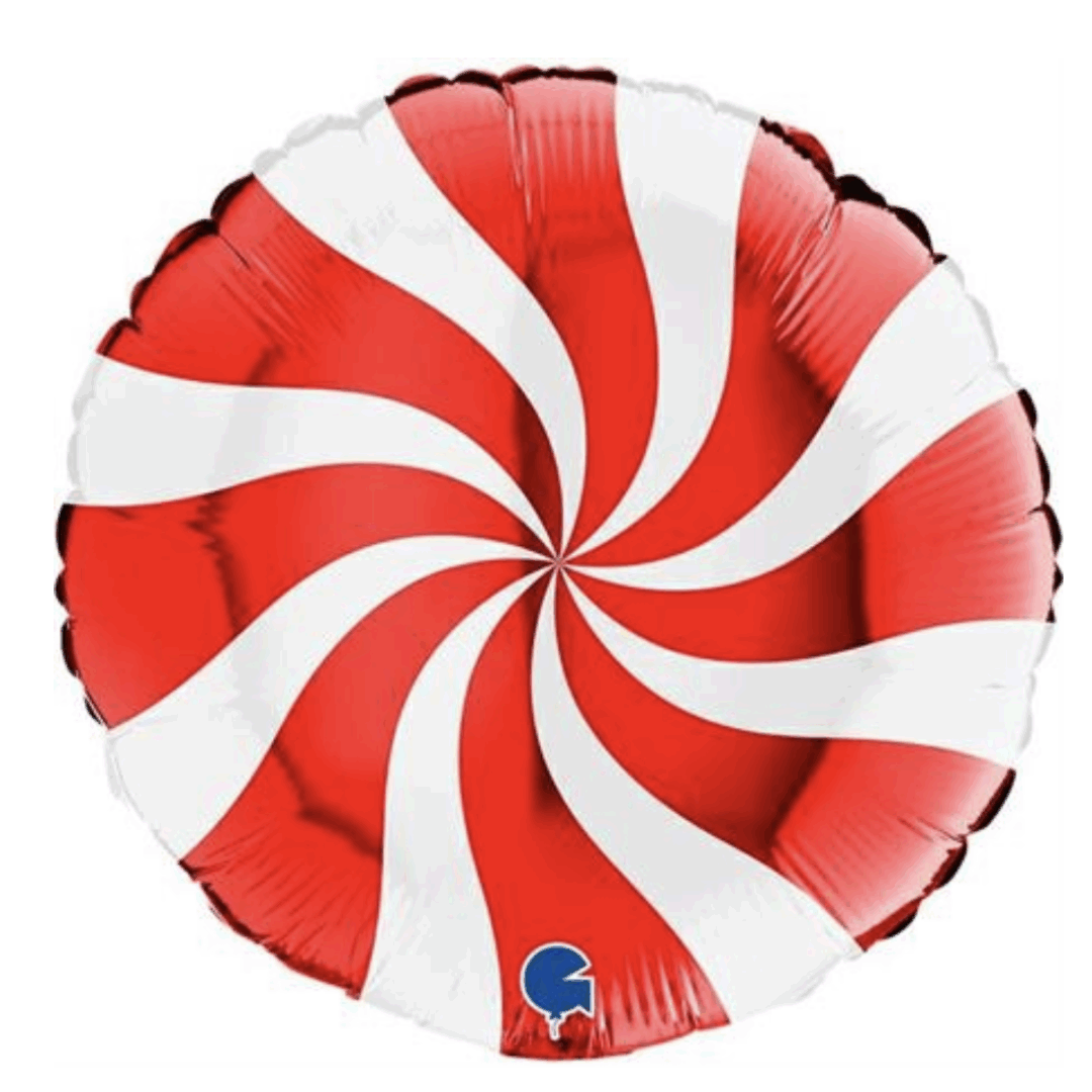 Фолиран балон „Бонбон“ – червено-бял, 45 см